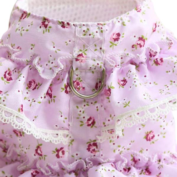 花柄犬用ハーネスドレス リーシュ付き ペット猫用ハーネス 快適なペット服 小型ペット犬用ベストハーネス 子犬用