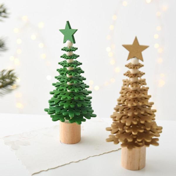 卓上クリスマスツリーデコレーション 人工ツリー 小さなクリスマスオーナメント ミニ木製クリスマスツリー フェスティバル ファームハウス用