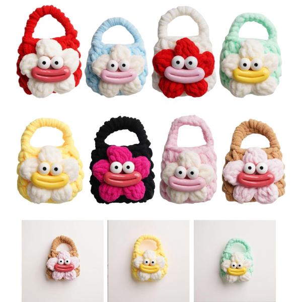 イヤホンケースカバー ハンドメイドニットミニハンドバッグ かぎ針編みケーブルポーチ