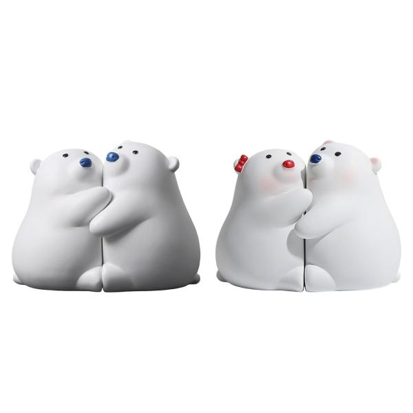 抱きしめるクマのブックエンド 2個、子供用デスクデコレーション かわいい動物の置物 装飾ブックエンド クマ ブックスタンド、