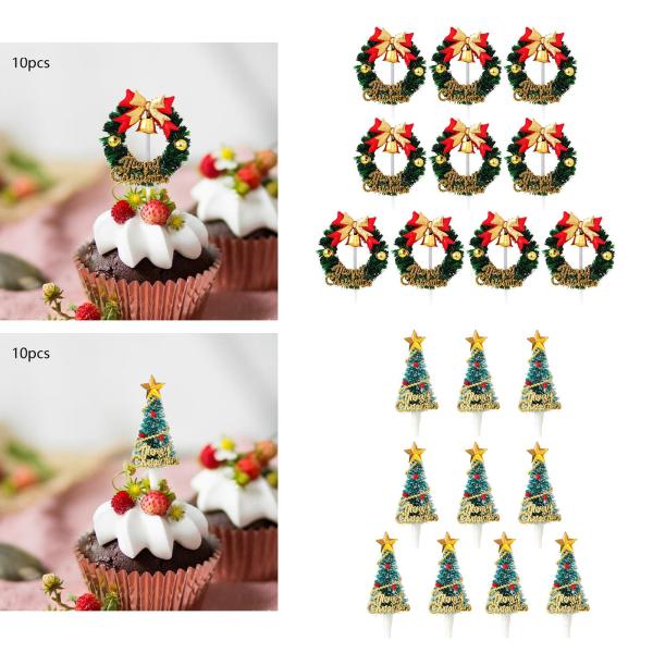 クリスマスカップケーキトッパー デザート用 クリスマスホリデーカップケーキトッパー 10個