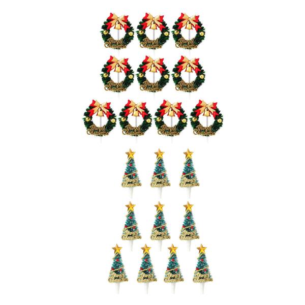 クリスマスカップケーキトッパー デザート用 クリスマスホリデーカップケーキトッパー 10個