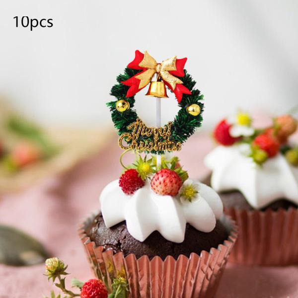 クリスマスカップケーキトッパー デザート用 クリスマスホリデーカップケーキトッパー 10個