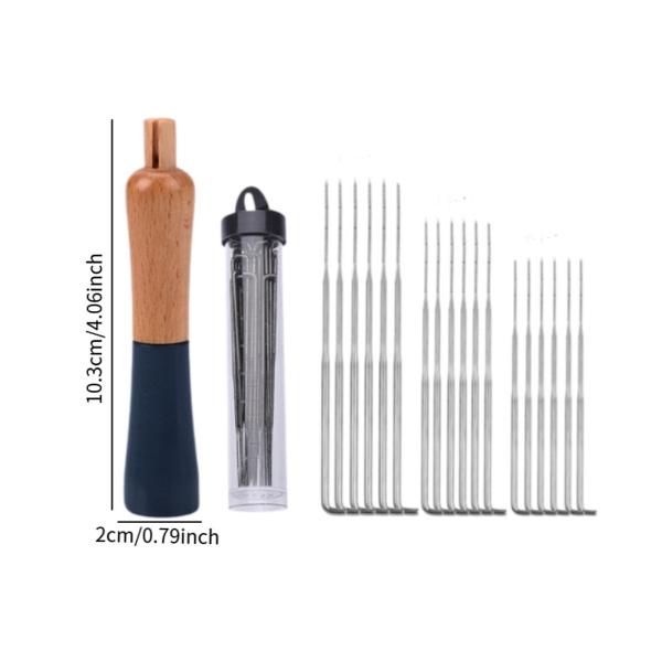 フェルト針付き木製ハンドル ウール針 DIY 裁縫 絵画 初心者向け