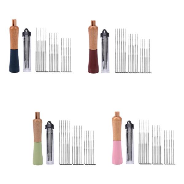 フェルト針付き木製ハンドル ウール針 DIY 裁縫 絵画 初心者向け