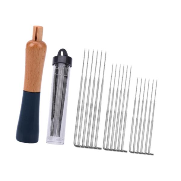 フェルト針付き木製ハンドル ウール針 DIY 裁縫 絵画 初心者向け