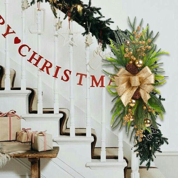 クリスマス人工スワッグ クリスマスガーランド 写真小道具 飾り ドア