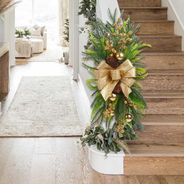 クリスマス人工スワッグ クリスマスガーランド 写真小道具 飾り ドア