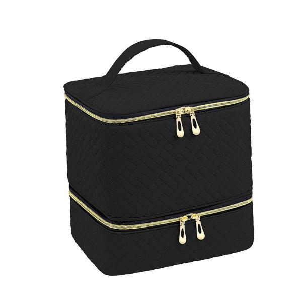 マニキュアオーガナイザーバッグ 二重層 丈夫な旅行用ネイル用品オーガナイザー マニキュアツール用のボトル30本とネイルランプを収納可能