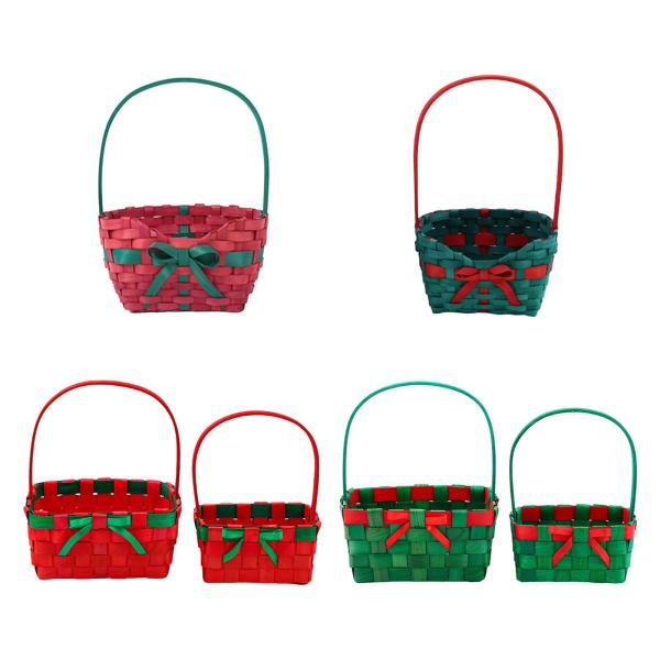 クリスマスギフトバスケット 装飾的な手持ちバスケット ハンドバスケット 蝶結び フラワーバスケット 編みバスケット 寮の夜のイベント用