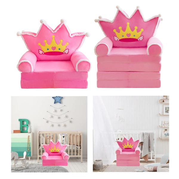 子供用折りたたみソファベッド 折りたたみ椅子 ピンク クラウン家具 プリンセスチェア アームチェア 寝室 女の子 男の子 リビングルーム 子供用