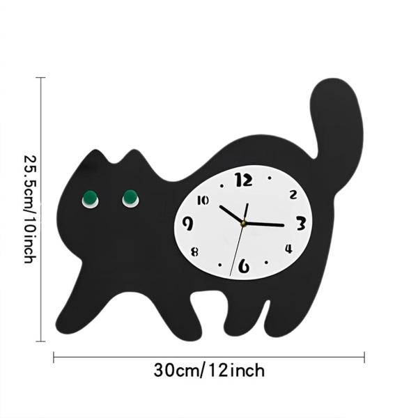 猫の壁掛け時計、かわいい子猫の楽しいクリエイティブなサイレント読みやすい静かな漫画教室の装飾家、アパート、キッチン用