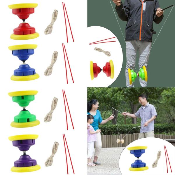 トリプルベアリングディアボロ スティック付き 軽量 柔軟 フィットネス インタラクティブ 中国ジャグリングおもちゃ 芝生ステージ 屋内ガーデン用