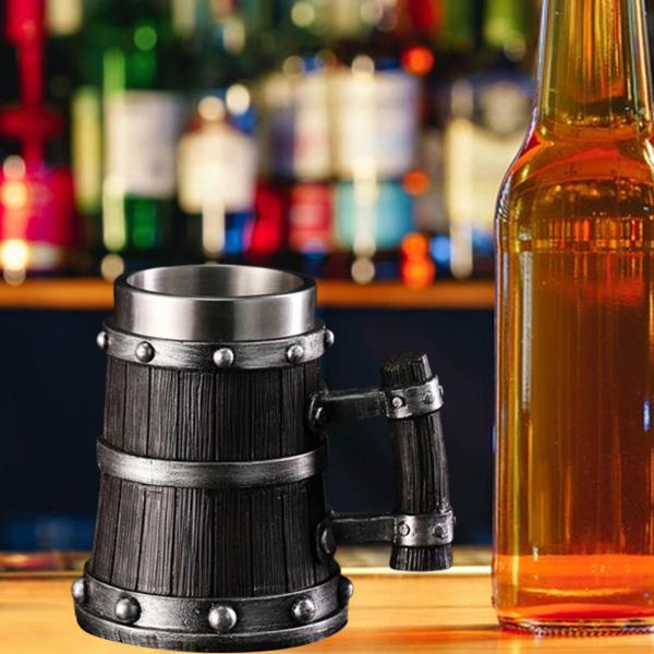 木製樽ビールジョッキ ティーマグ タンカード オーナメント レトロ