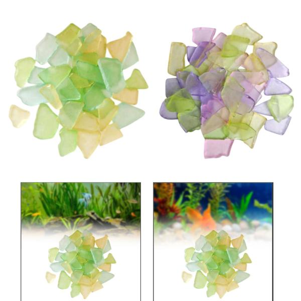 シーグラス 工芸品 花瓶フィラーと水槽の飾り 平らなピース 500g DIY 工芸品 タンブル加工 染色カラーストーン ビーチ ウェディング