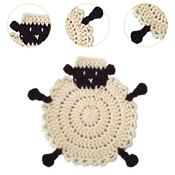 羊の形のコースター カップコースター 手編み クリエイティブ 通気性 ドリンクコースター プレースマット ダイニングルーム ギフト ファームハウス用