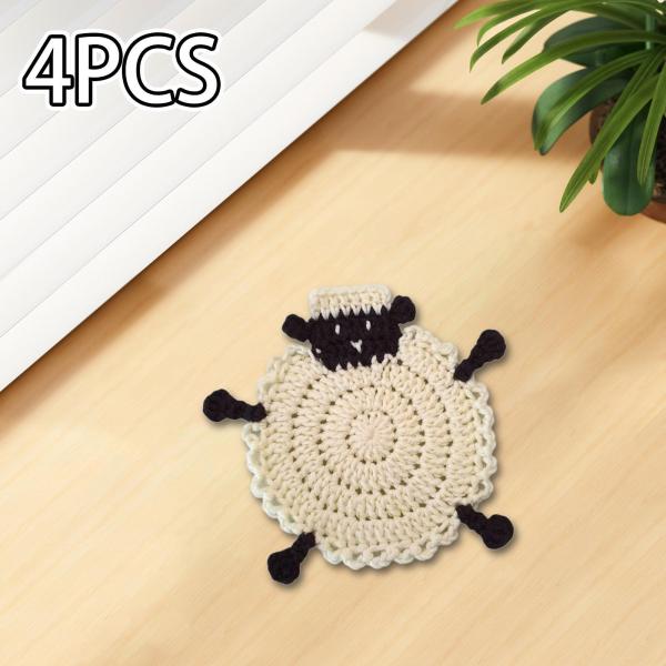 羊の形のコースター カップコースター 手編み クリエイティブ 通気性 ドリンクコースター プレースマット ダイニングルーム ギフト ファームハウス用