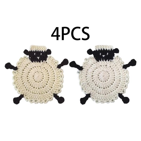 羊の形のコースター カップコースター 手編み クリエイティブ 通気性 ドリンクコースター プレースマット ダイニングルーム ギフト ファームハウス用
