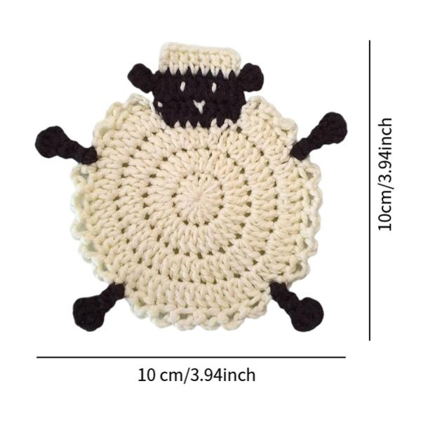 羊の形のコースター カップコースター 手編み クリエイティブ 通気性 ドリンクコースター プレースマット ダイニングルーム ギフト ファームハウス用