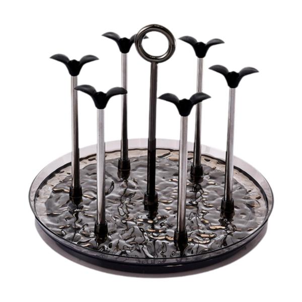 カップ乾燥ラック 回転式ベース ドリンクグラス水切りスタンド 装飾ラック コーヒーマグホルダー カウンター用キッチンカップホルダー