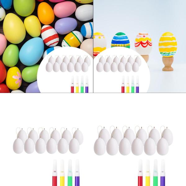 12x DIY イースターエッグ ホワイトイースターエッグ パーティー記念品 子供用 DIY 材料キット イースターバスケットフィラー 春のイースター