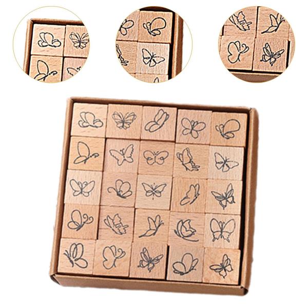 25x 木製ゴムスタンプ ミニスタンプ 手芸工芸品 木製スタンプ 日記スタンプセット 日記プランナー 絵画ジャーナル 描画用
