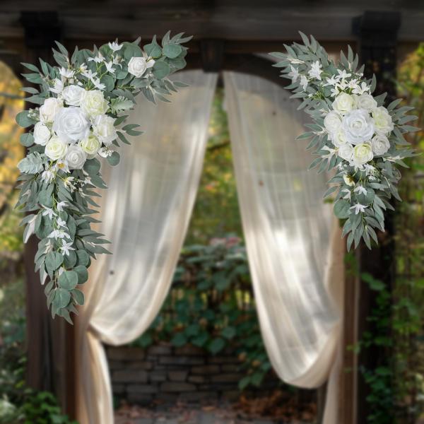 2 個の造花の盗品人工結婚式のアーチの花ウェルカムサイン装飾結婚式の装飾の背景テーブル飾り