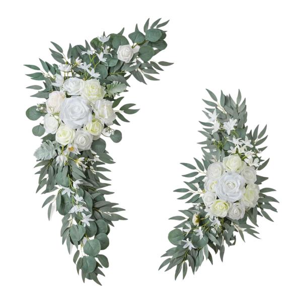 2 個の造花の盗品人工結婚式のアーチの花ウェルカムサイン装飾結婚式の装飾の背景テーブル飾り