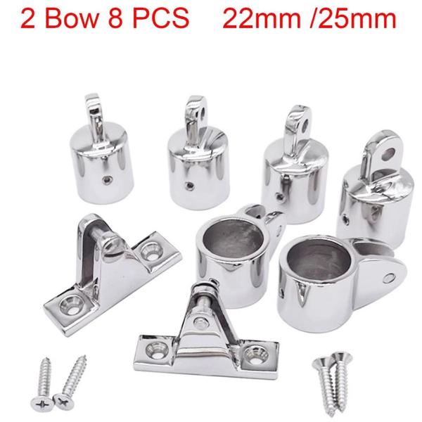 ボートビミニトップフィッティング 4個のアイエンドキャップ、2個のジョースライド、2個のデッキヒンジ 丈夫で簡単に取り付けられます 高耐久ステンレスス