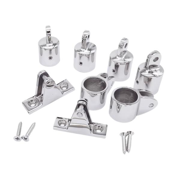 ボートビミニトップフィッティング 4個のアイエンドキャップ、2個のジョースライド、2個のデッキヒンジ 丈夫で簡単に取り付けられます 高耐久ステンレスス