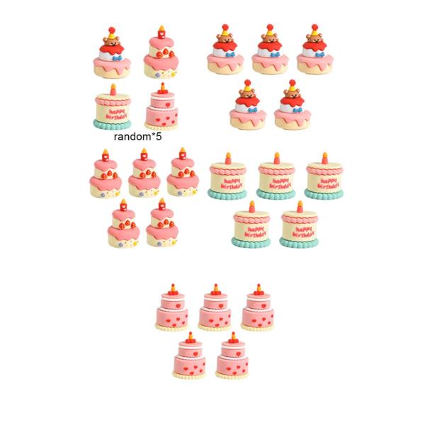 5ピース ミニケーキデコレーション シミュレーションモデル パーティー記念品 かわいいミニチュアケーキデコレーション 食品おもちゃ 誕生日棚 寝室用