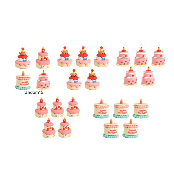 5ピース ミニケーキデコレーション シミュレーションモデル パーティー記念品 かわいいミニチュアケーキデコレーション 食品おもちゃ 誕生日棚 寝室用