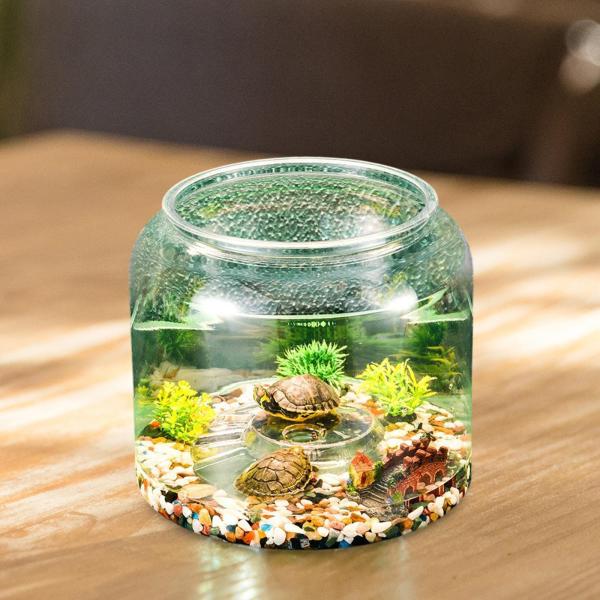 タートルタンクアクアリウムテーブルトップトレンディオーナメントリビングルームディスプレイタンクDIYオフィス寮のベッドルームホテル用マイクロランドスケ