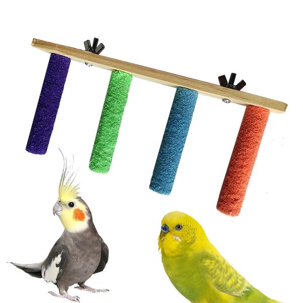 ウッドパーチクライミングラダープラットフォームイージーインストールプレイスタンドバードウィンドウ/バス/カー/トラベルパーチおもちゃハチドリ