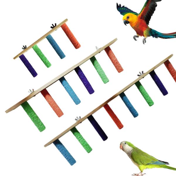 ウッドパーチクライミングラダープラットフォームイージーインストールプレイスタンドバードウィンドウ/バス/カー/トラベルパーチおもちゃハチドリ