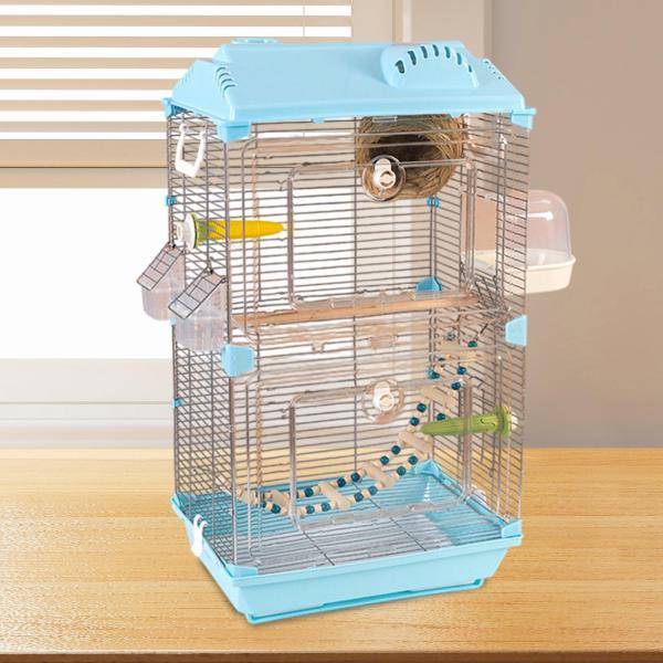鳥のケージ二重層通気性、家の装飾、スタンドアクセサリー付きの大きなオウムケージ、オウムのパロットのためのフィンチ