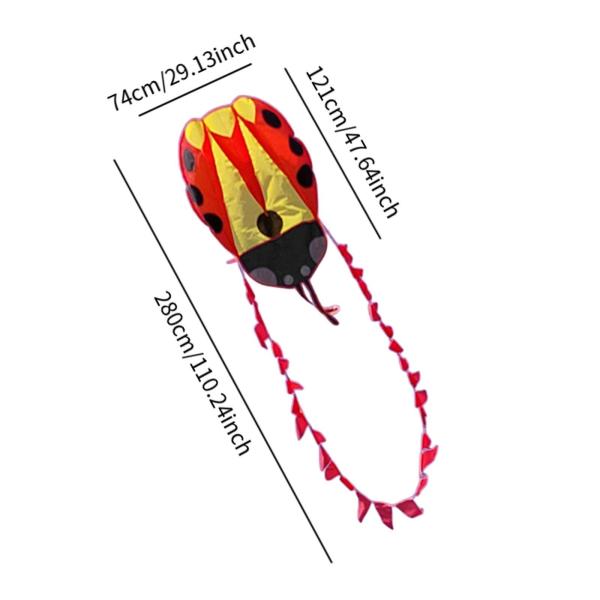 100mラインとテールポータブル動物型カイトスポーツカイトとヤードビーチパークの誕生日プレゼントを備えたレディバードカイト屋外おもちゃ