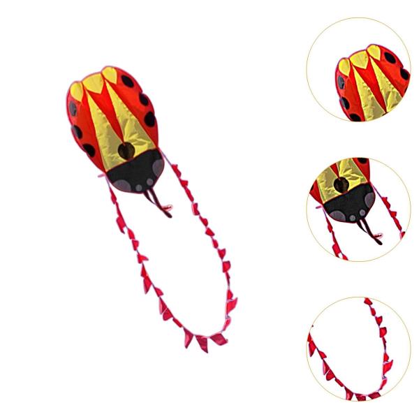 100mラインとテールポータブル動物型カイトスポーツカイトとヤードビーチパークの誕生日プレゼントを備えたレディバードカイト屋外おもちゃ