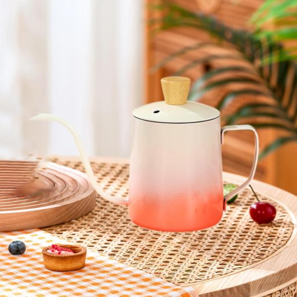 600mlグースネックにコーヒーケトルティーケトル用途スタイリッシュな3.4x3.8インチ電気およびガスストーブステンレス鋼用