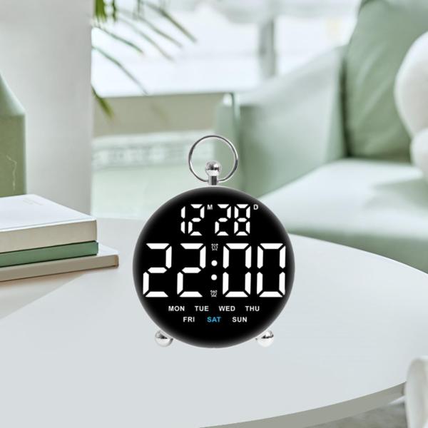 LEDデジタル目覚まし時計日付カレンダーホームベッドルームボイスコントロール農家ダイニングルームショップ大人向けの調整可能な輝度