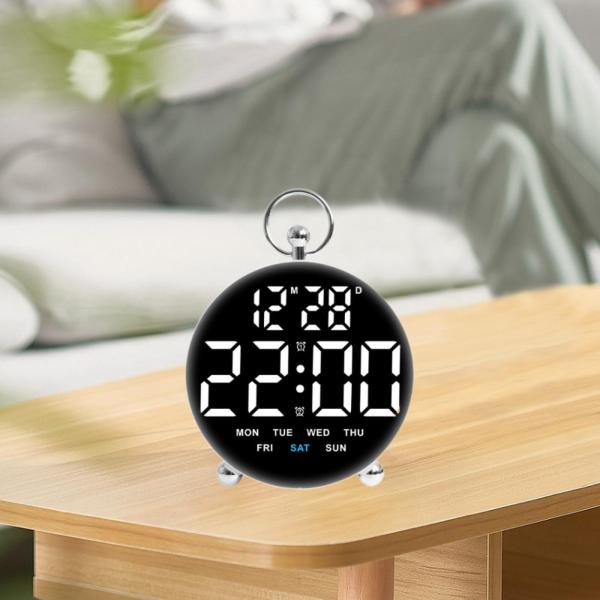 LEDデジタル目覚まし時計日付カレンダーホームベッドルームボイスコントロール農家ダイニングルームショップ大人向けの調整可能な輝度