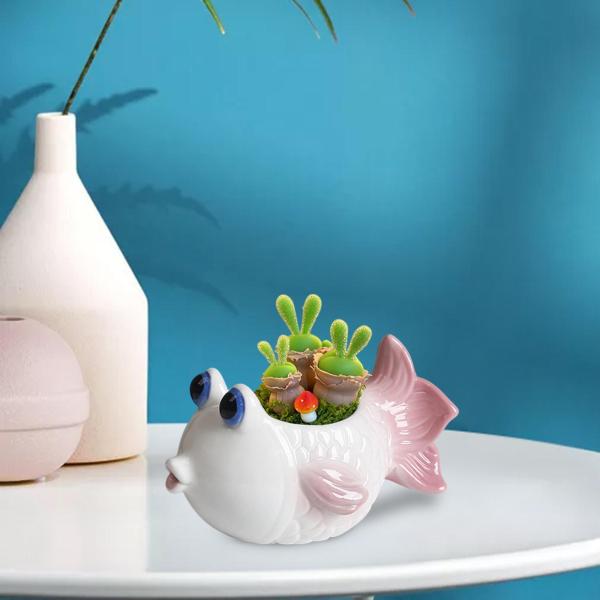 かわいい魚の植物ポットミニポットテーブルセンターピース玄関ディスプレイ装飾屋内植物ホルダーパーティーデスクトップウェディングプランター