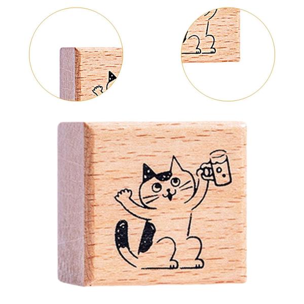 キッズフォーキッズスクエアスクエアの小さなかわいい動物ラバースタンプスクラップブッキングのための木材ブロックに郵送するDIYクラフトジャーナルカード作