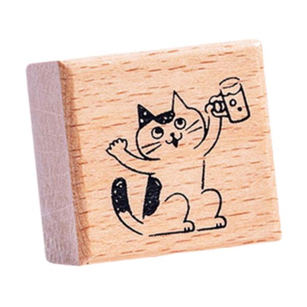 キッズフォーキッズスクエアスクエアの小さなかわいい動物ラバースタンプスクラップブッキングのための木材ブロックに郵送するDIYクラフトジャーナルカード作