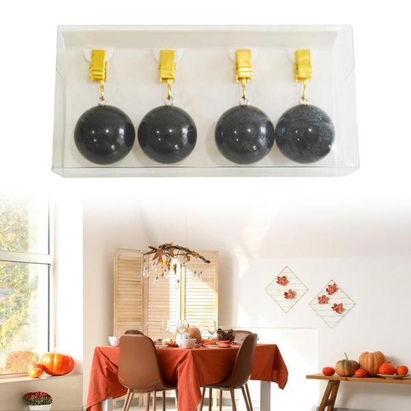 4個のテーブルクロスウェイト大理石のボールハンガー、錆耐性クリップ、旗パーティーカーテン用のテーブルクロスラウンドボール