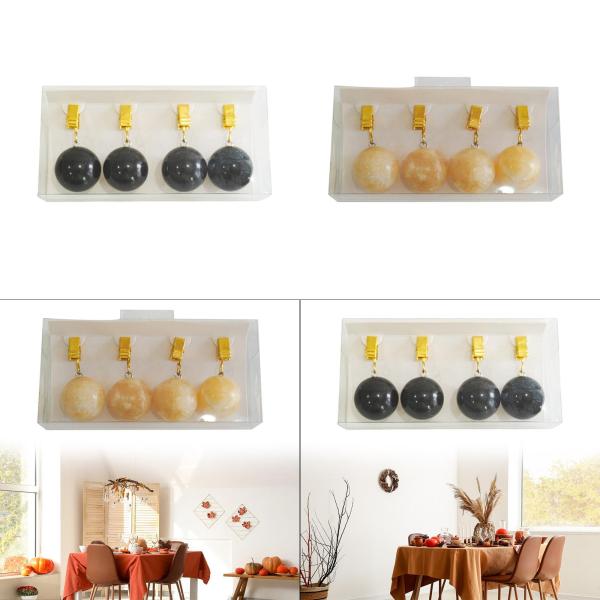 4個のテーブルクロスウェイト大理石のボールハンガー、錆耐性クリップ、旗パーティーカーテン用のテーブルクロスラウンドボール