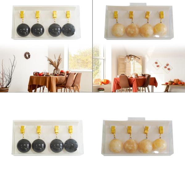 4個のテーブルクロスウェイト大理石のボールハンガー、錆耐性クリップ、旗パーティーカーテン用のテーブルクロスラウンドボール