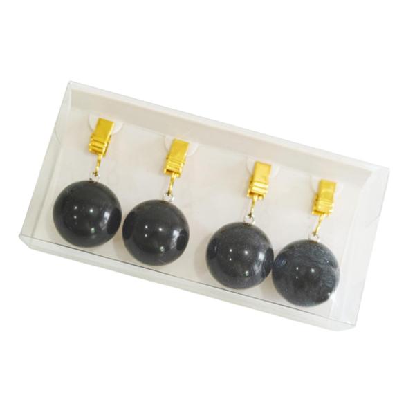 4個のテーブルクロスウェイト大理石のボールハンガー、錆耐性クリップ、旗パーティーカーテン用のテーブルクロスラウンドボール