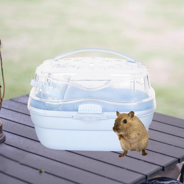 小動物のための水筒に組み込まれたポータブルハムスターキャリアケージ7.8x6.3x5.9インチ通気性のあるキャリングケース