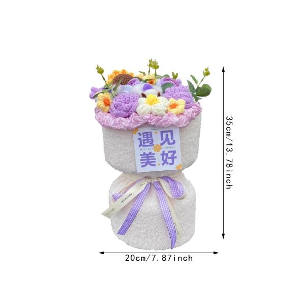 ひまわり編み花かぎ針編み花花束母の日の贈り物編み花の誕生日感謝祭の日